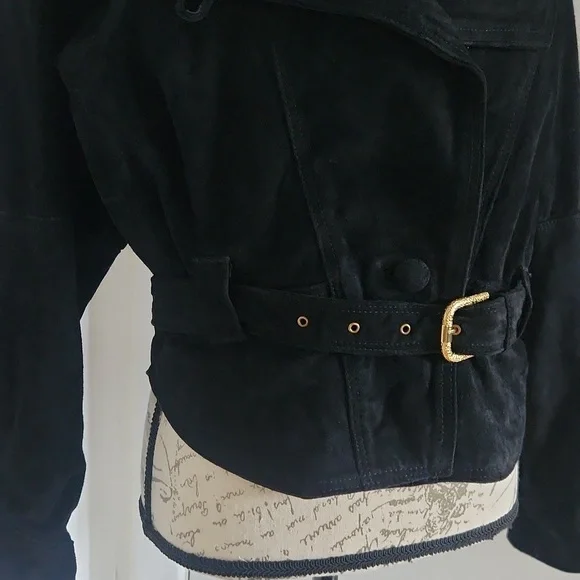 VERA PELLE VINTAGE SUEDE LEATHER CROPPED JACKET SIZE 42=10 usa - Picture 9 of 12